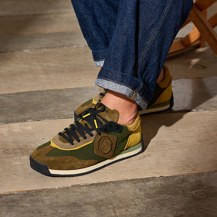 Satorisan - Casual Sneaker Herren - Enso Twill Felt - Vintage Leder und Textil Sportschuhe Bequem, Nachhaltig und Dauerhaft - Farbe Khaki Psychadelic - im Sale main image 1
